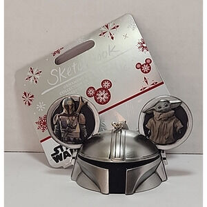 Disney Parks Sketchbook Star Wars Mandalorian Grogu Mickey Ears Hat Ornament